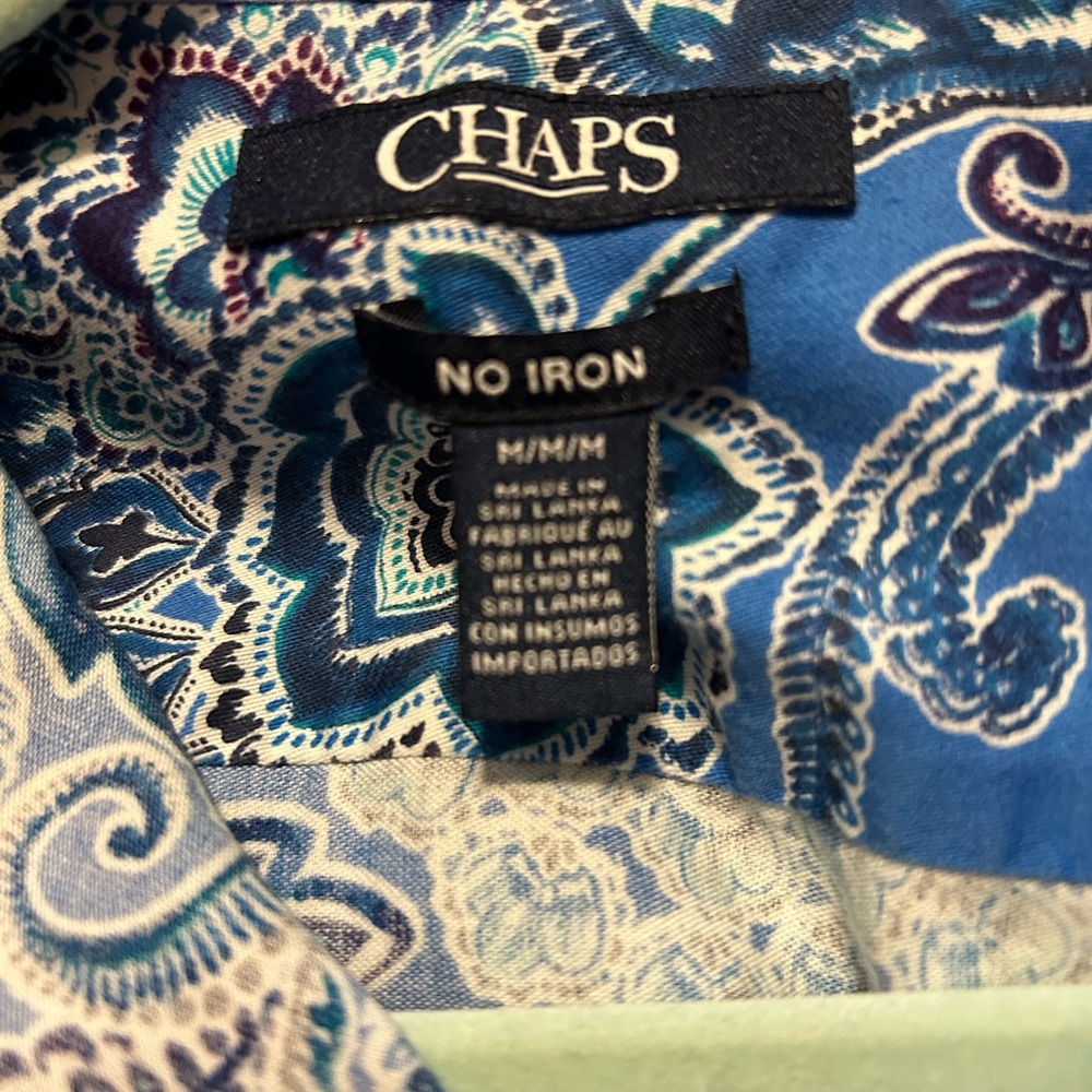 Chaps Dark Blue Shirt with White Dots
